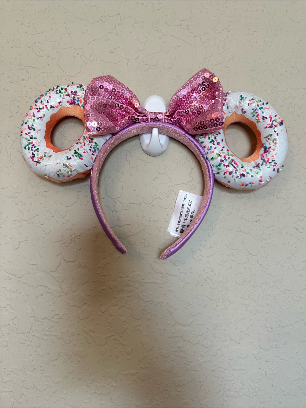Disney Ears Pink Sequin Bow Donut Ear Headband